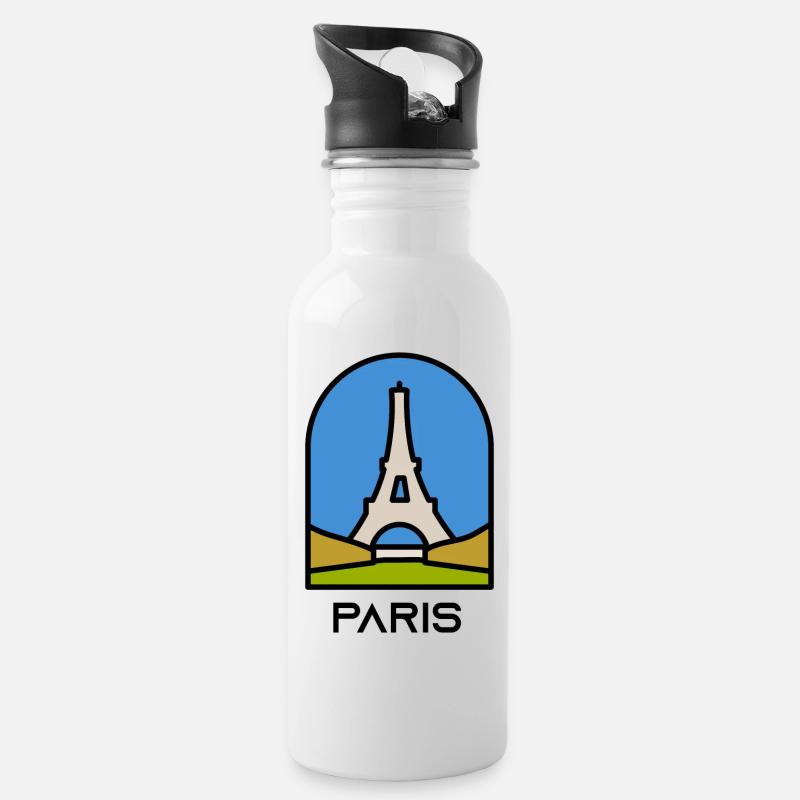 Paris - Trinkflasche mit integriertem Trinkhalm - Weiß