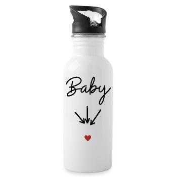 Baby- Geschenkidee Mama schwanger - Trinkflasche mit integriertem Trinkhalm - Weiß - Rechts