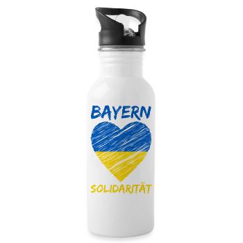Bayern Solidarität Ukraine Friede Peace Herz - Trinkflasche mit integriertem Trinkhalm - Weiß - Rechts