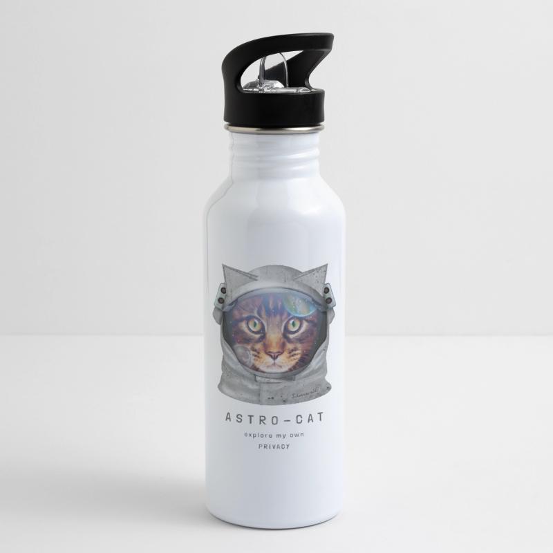| de chat de l’espace Chat astronaute dans l’espace Gourde avec paille intégrée