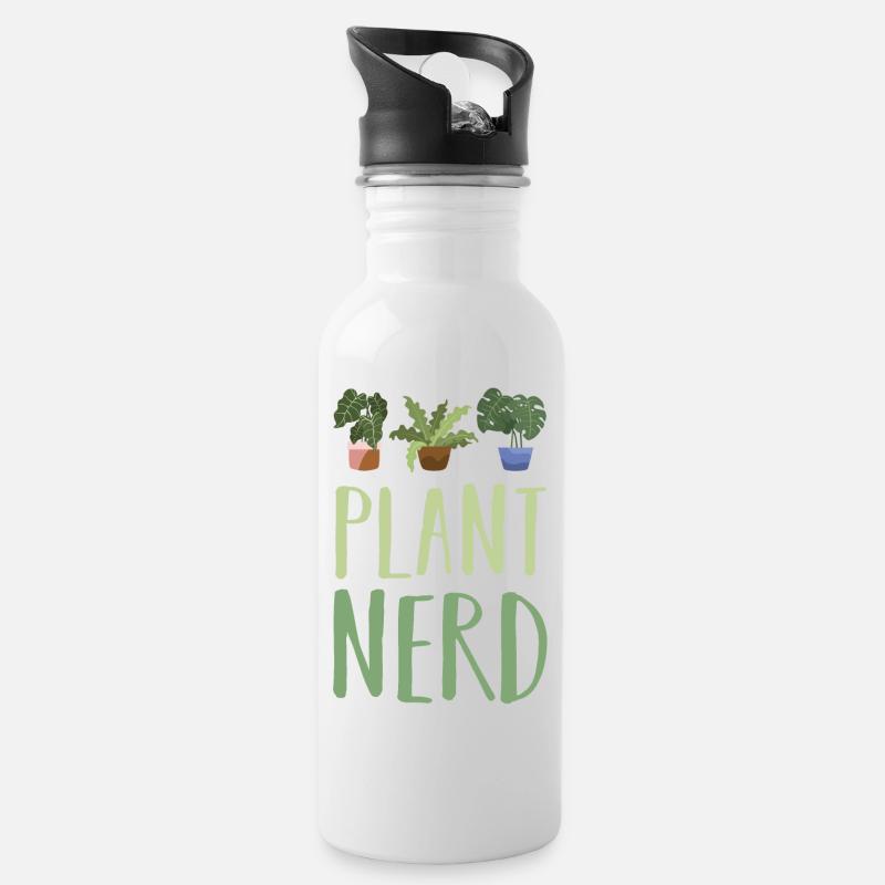 Pflanze Pflanzen - Trinkflasche mit integriertem Trinkhalm - Weiß