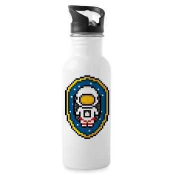 Astronaut Badge (Pixel art/Space-Badge) - Trinkflasche mit integriertem Trinkhalm - Weiß - Rechts