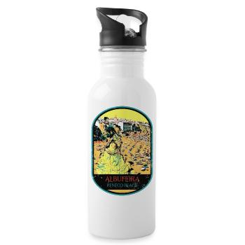 Albufeira Algarve Portugal, beach summer retro sun - Water bottle with straw - white - Right