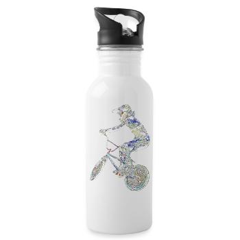 bmx race racing mountain bike motocross - Water bottle with straw - white - Right