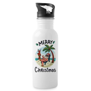 Weihnachten im Juli - Trinkflasche mit integriertem Trinkhalm - Weiß - Rechts