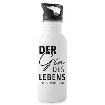 Der Gin des Lebens schwarzer Text - Trinkflasche mit integriertem Trinkhalm - Weiß - Rechts