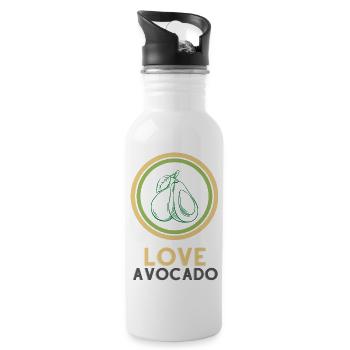 love avocado - Water bottle with straw - white - Right
