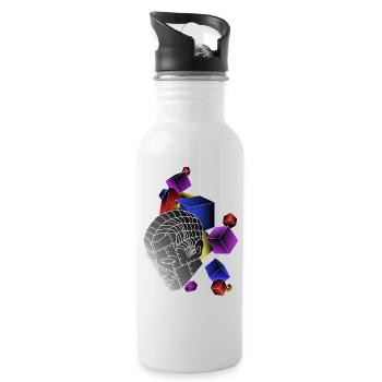 Robots with cubes colorful - Water bottle with straw - white - Right