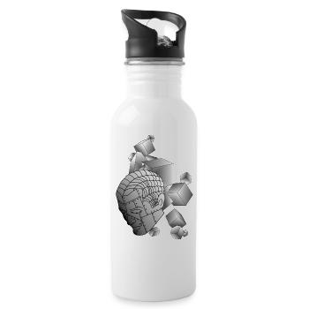 Robot with cube light grey - Water bottle with straw - white - Right