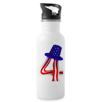 4th of July - Water bottle with straw - white - Right