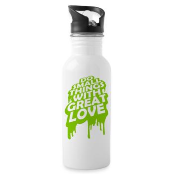 Zitat do small things - Trinkflasche mit integriertem Trinkhalm - Weiß - Rechts