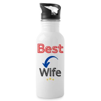 best wife / meilleur femme - Gourde avec paille intégrée - blanc - Droite