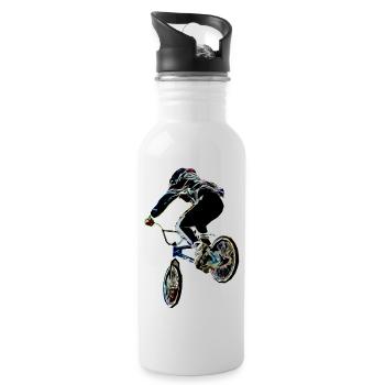 BMX Rennsport - Trinkflasche mit integriertem Trinkhalm - Weiß - Rechts