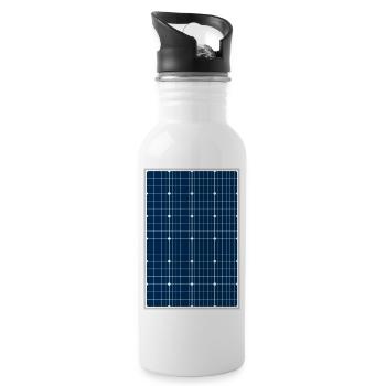 Cellule solaire, photovoltaïque, énergie solaire, panneau solaire - Gourde avec paille intégrée - blanc - Droite