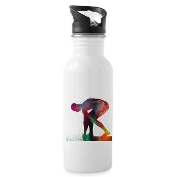 Nageur #swimmer #sport d’art sportif - Gourde avec paille intégrée - blanc - Droite