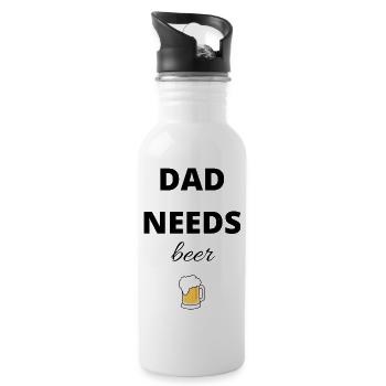 DadNeedsBeer - Trinkflasche mit integriertem Trinkhalm - Weiß - Rechts
