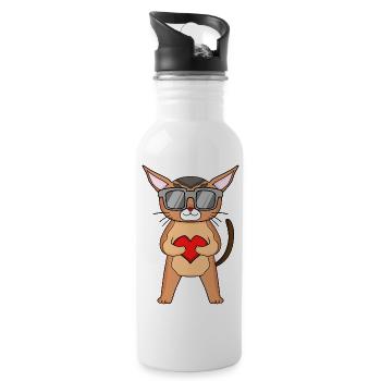 Chausie avec des lunettes de soleil et du cœur - Gourde avec paille intégrée - blanc - Droite