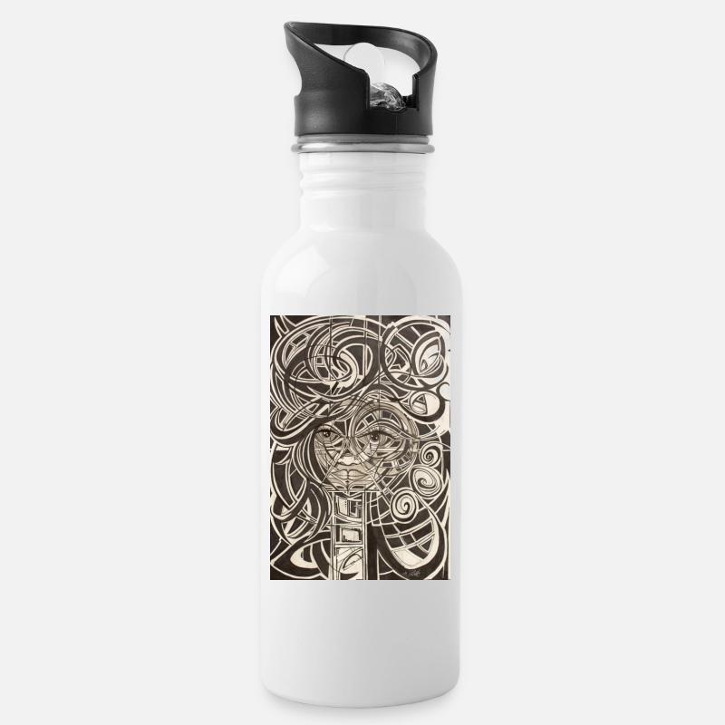 Graffitit Art - Trinkflasche mit integriertem Trinkhalm - Weiß