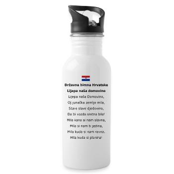 Državna himna Hrvatske: Lijepa naša domovino - Trinkflasche mit integriertem Trinkhalm - Weiß - Rechts