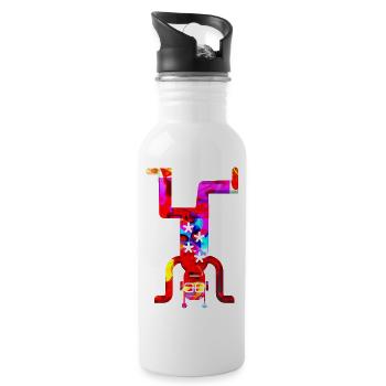 Music funny jazz retro song hipster vinyl rock - Water bottle with straw - white - Right