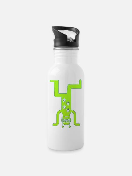 Music funny jazz retro song hipster vinyl rock - Water bottle with straw - white