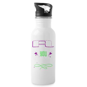 happy believe space ship funny quote funny - Water bottle with straw - white - Right