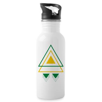 Triangles Vert et Jaune Décoration Géométrie - Gourde avec paille intégrée - blanc - Droite