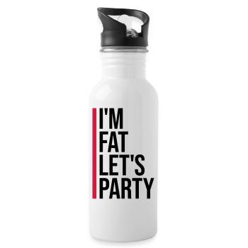 im fat lets party - Trinkflasche mit integriertem Trinkhalm - Weiß - Rechts