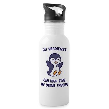 Vogel Tier Humorvoll Pinguin Statement Arktis - Trinkflasche mit integriertem Trinkhalm - Weiß - Rechts