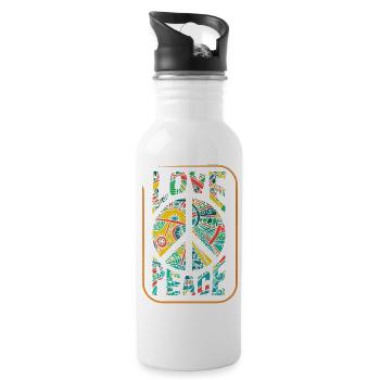 Love and Peace Freedom - Water bottle with straw - white - Right