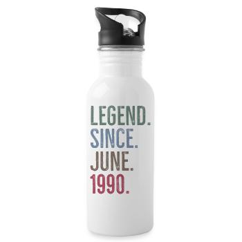 Legende seit Juni 1990 - Trinkflasche mit integriertem Trinkhalm - Weiß - Rechts