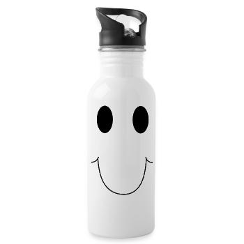 SMILE- HAPPY FACE. - Water bottle with straw - white - Right