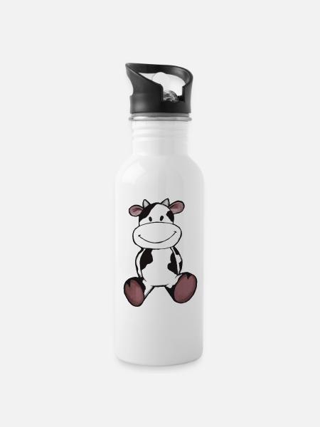 Happy cow - Water bottle with straw - white