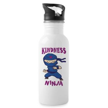 Freundlicher Ninja, Kampf gegen Mobbing - Trinkflasche mit integriertem Trinkhalm - Weiß - Rechts