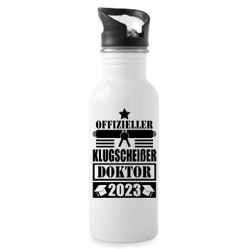 Doktor Abschluss 2023 Offizieller Klugscheißer - Trinkflasche mit integriertem Trinkhalm - Weiß - Rechts