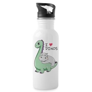 J’adore les dinos - Gourde avec paille intégrée - blanc - Droite