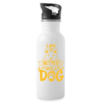 better with a dog - Trinkflasche mit integriertem Trinkhalm - Weiß - Rechts