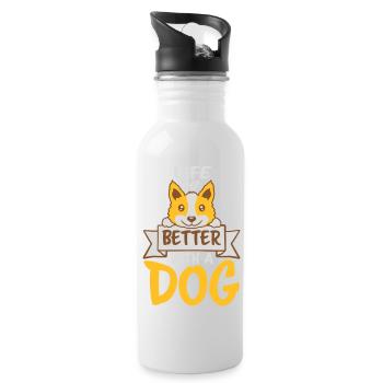 mieux avec un chien - Gourde avec paille intégrée - blanc - Droite