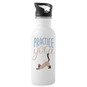 Yoga praktizieren - Chat - Trinkflasche mit integriertem Trinkhalm - Weiß - Rechts