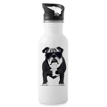 Chiens bouledogues avec lunettes de soleil motif cool - Gourde avec paille intégrée - blanc - Droite