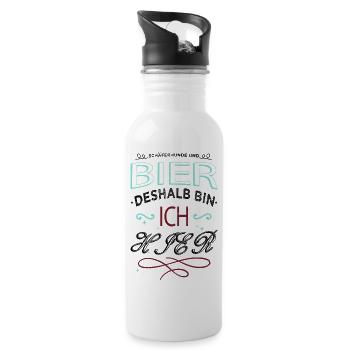 doggie bachhund cool beruf vergolder - Trinkflasche mit integriertem Trinkhalm - Weiß - Rechts