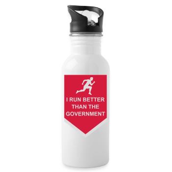 run better than government - Water bottle with straw - white - Right