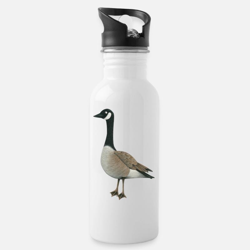 Wildgans - Trinkflasche mit integriertem Trinkhalm - Weiß