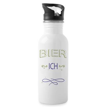 gerste statement kneipe geschenkidee - Trinkflasche mit integriertem Trinkhalm - Weiß - Rechts