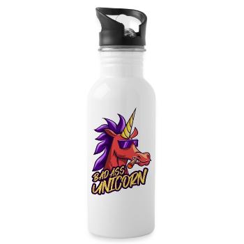 Bad ass unicorn - Trinkflasche mit integriertem Trinkhalm - Weiß - Rechts
