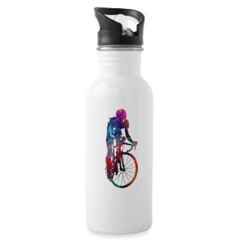 Cycling Bike sport art #cycling #sport #biking - Water bottle with straw - white - Right