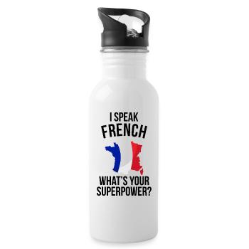 I SPEAK FRENCH WHATS YOUR SUPERPOWER - Water bottle with straw - white - Right