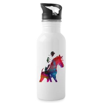 Rider #rider #horse #sport - Water bottle with straw - white - Right