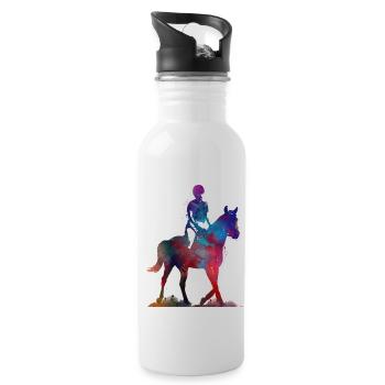 Rider #rider #horse #sport - Water bottle with straw - white - Right