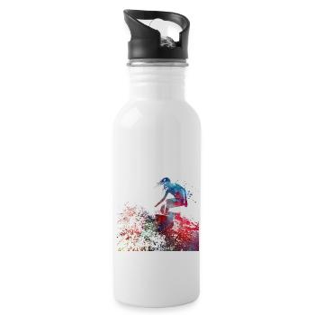 Surfer sport art #surfer #sport - Water bottle with straw - white - Right